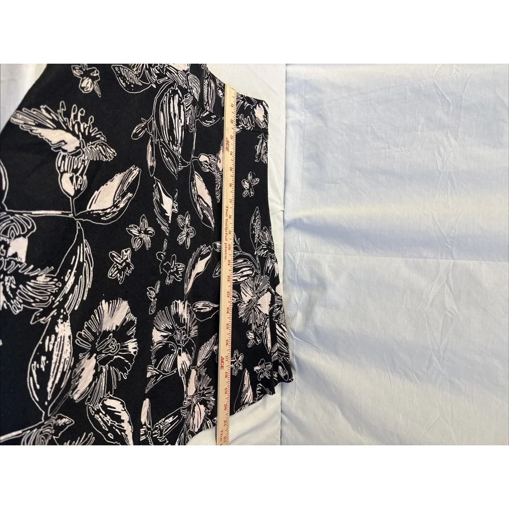 Merona Womens A Line Skirt Size 2 Black Floral Linen Canvas Lined Knee Length